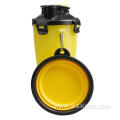 Portable dog travel water bottle with collapsible bowl